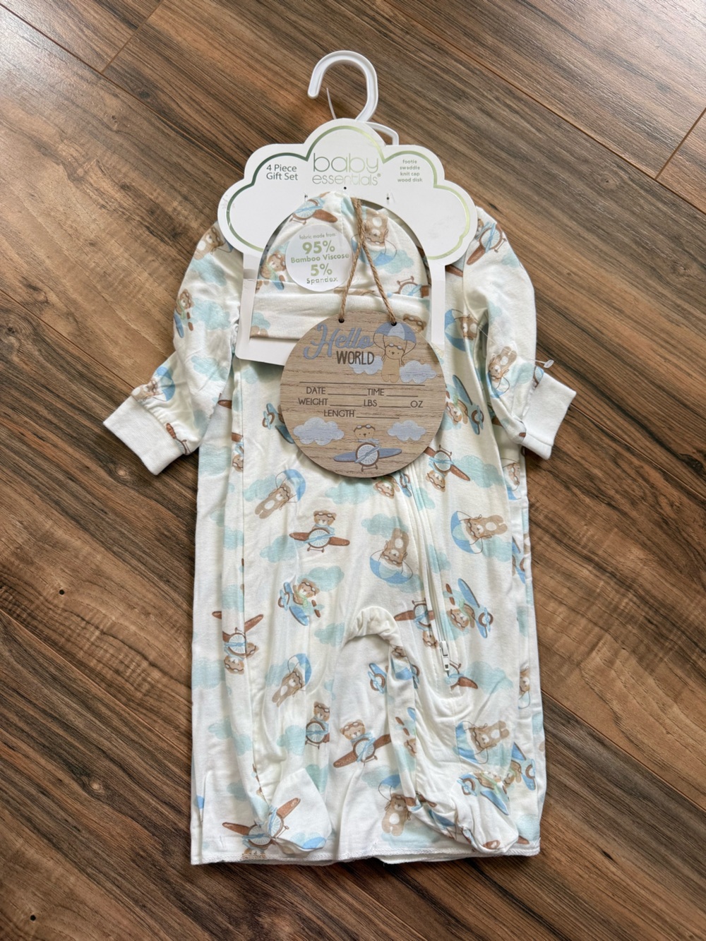 Baby Essentials Cream and Light Blue Airplane Bear Sleep Sack